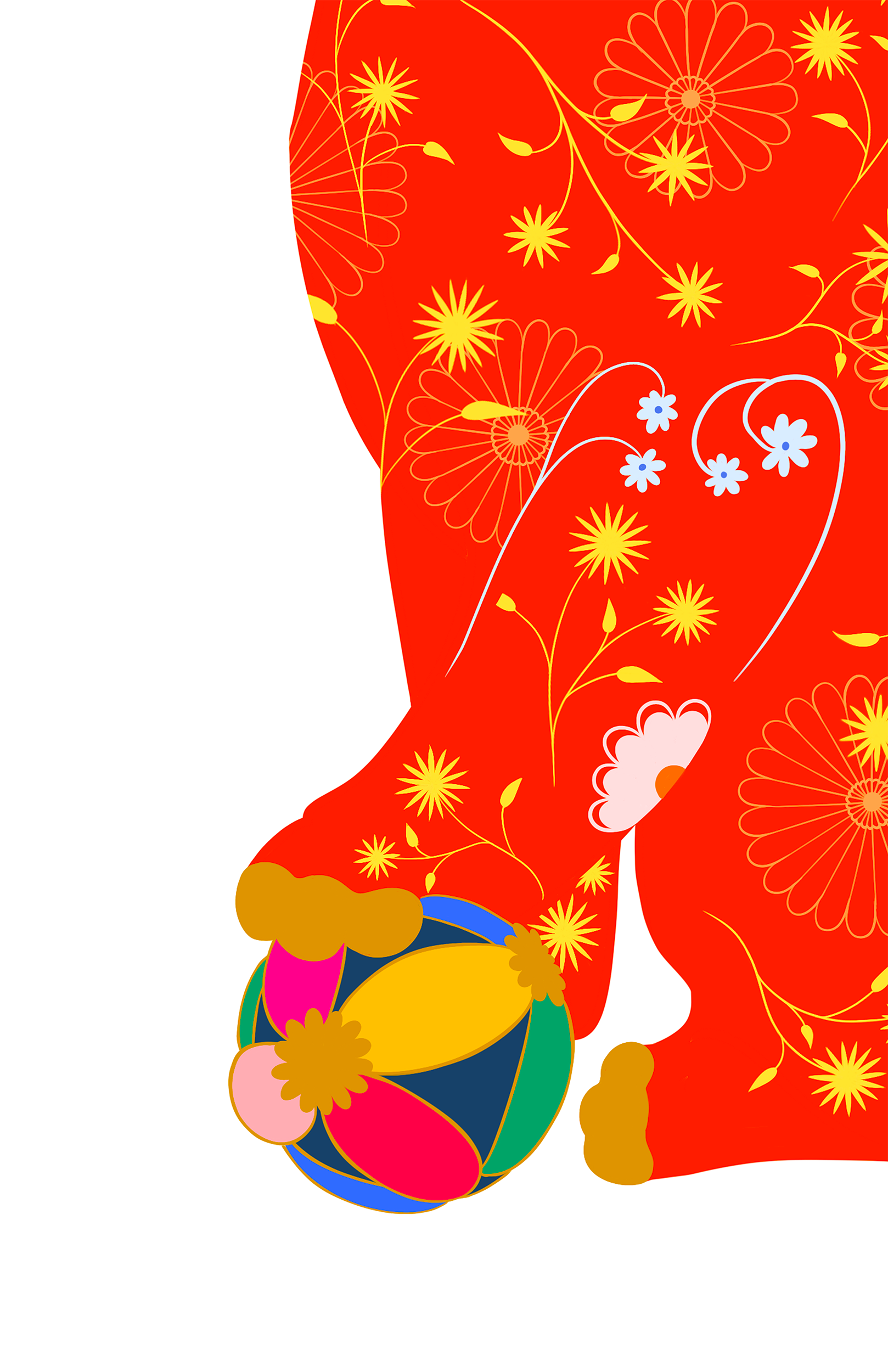 custom framed with art glass - Foo Dog Red -