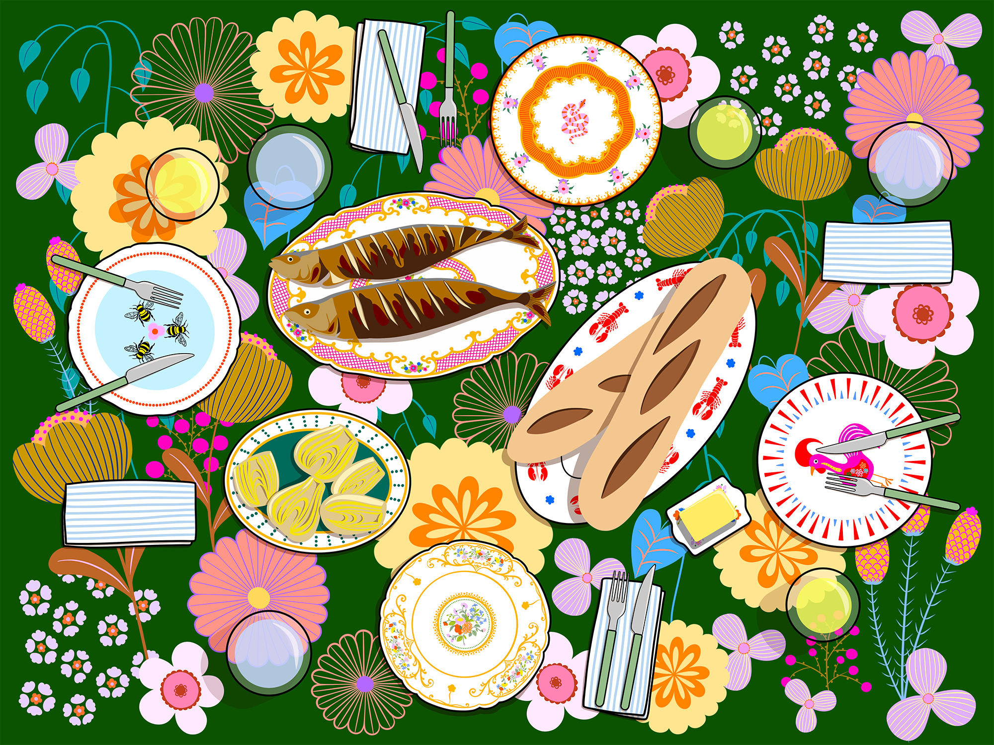 Mackerel and Fennel - limited edition fine art print