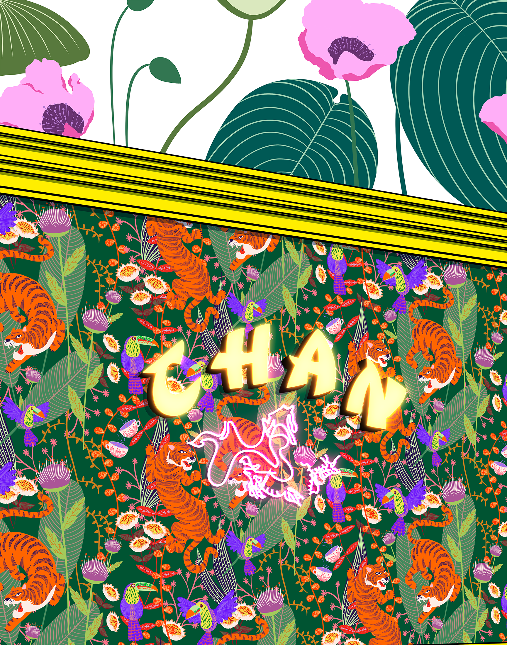 Custom Framed with art glass - House of Chan  - limited edition fine art print