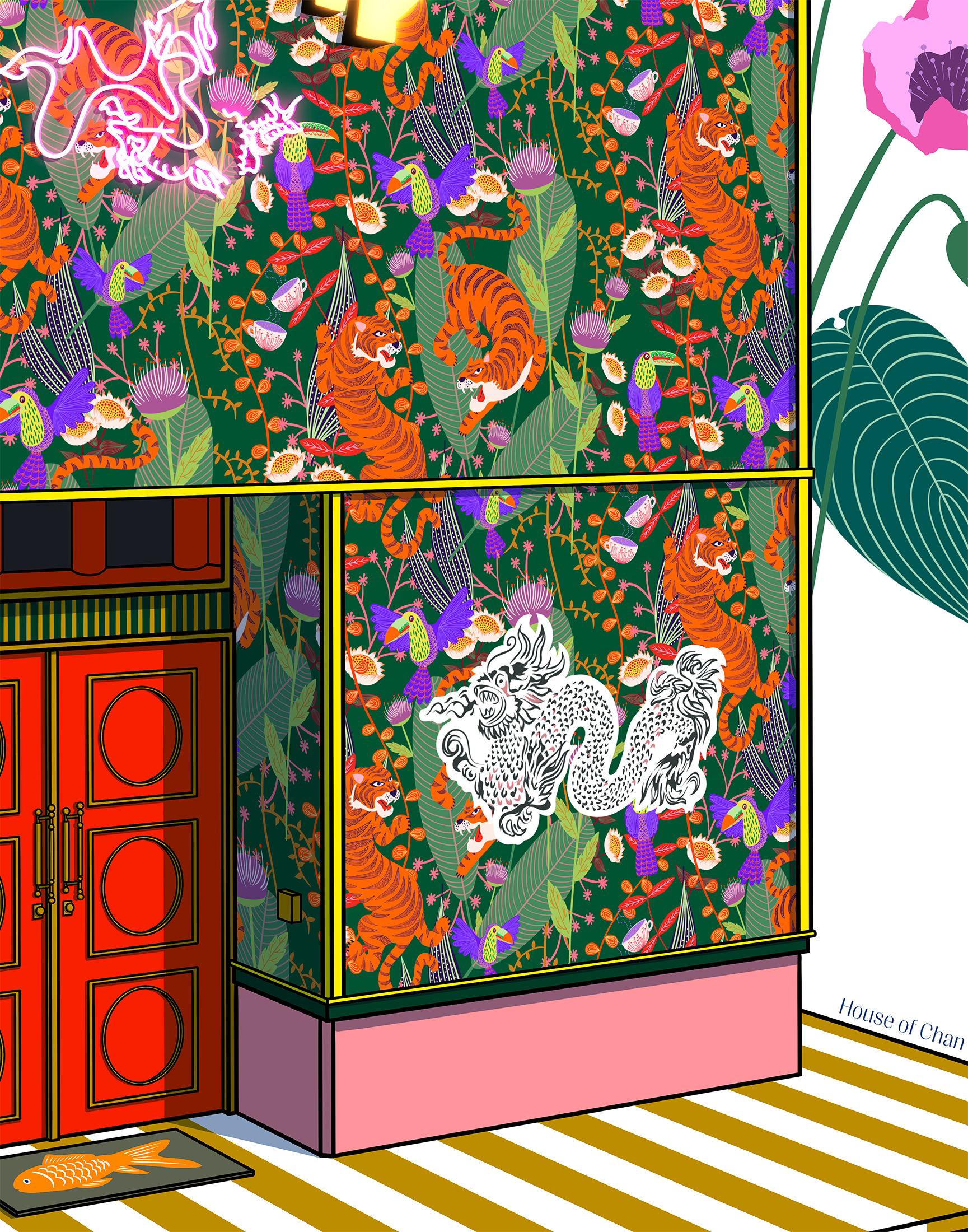 Custom Framed with art glass - House of Chan  - limited edition fine art print