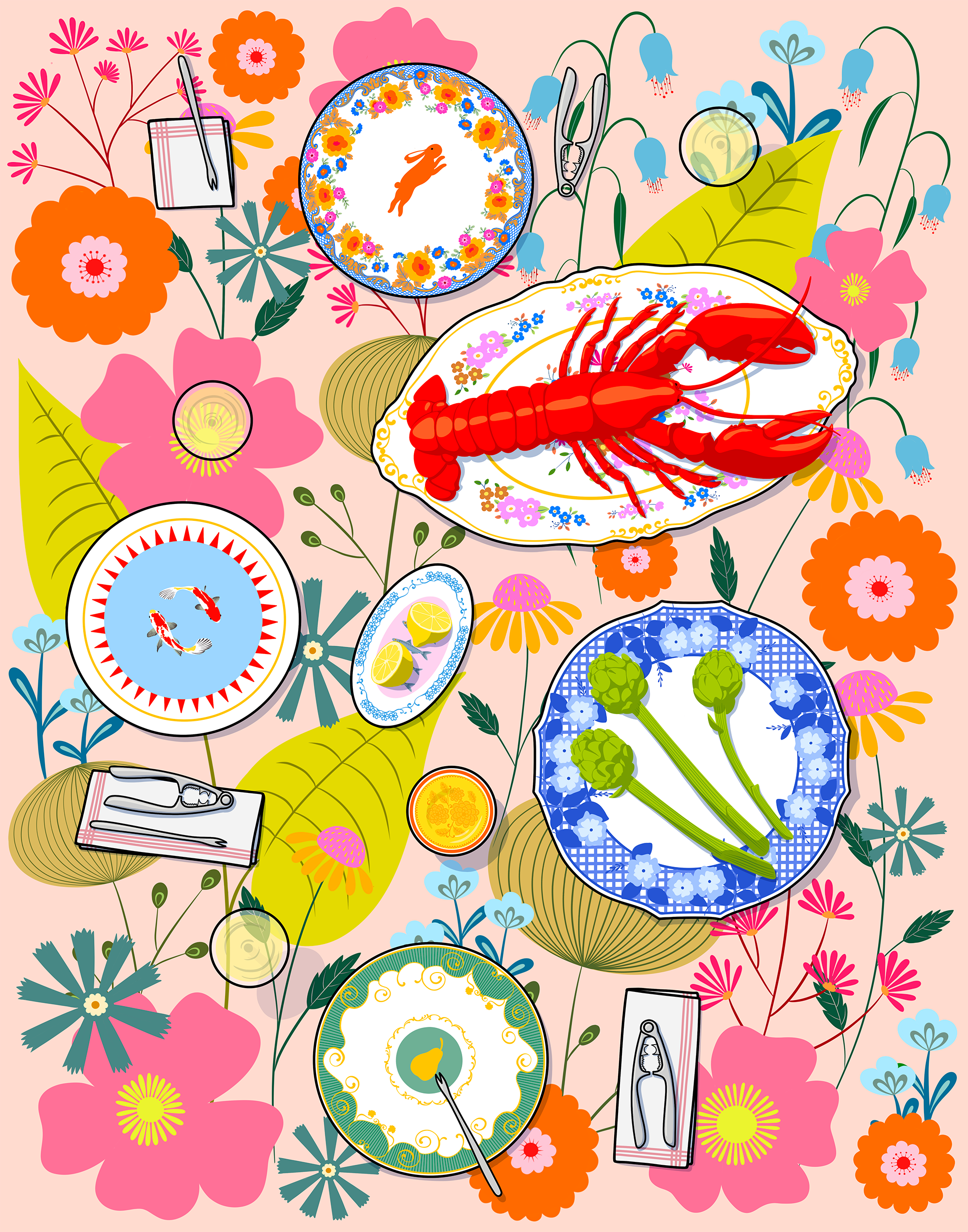 Lobster and artichoke - limited edition fine art print