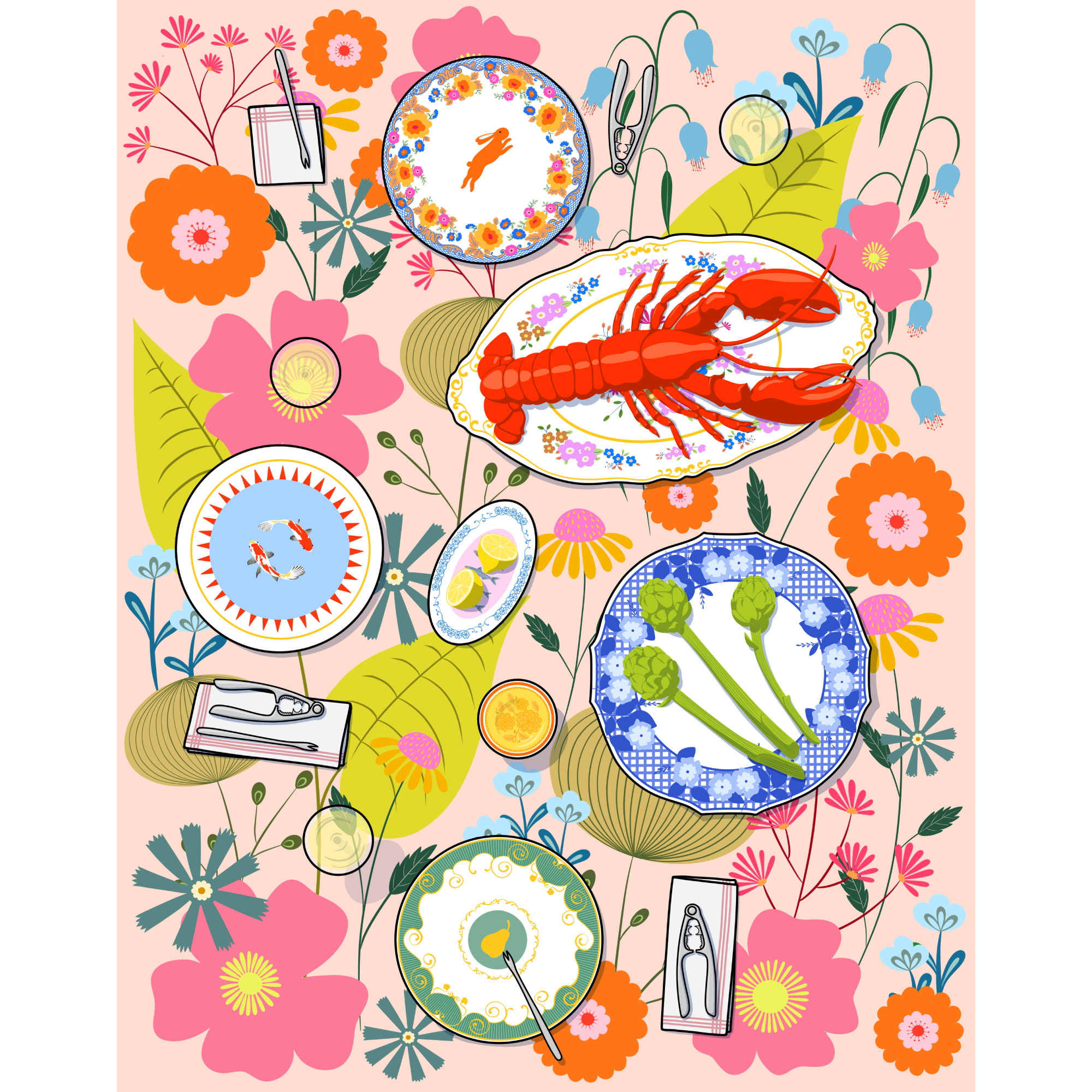 Lobster and artichoke - limited edition fine art print