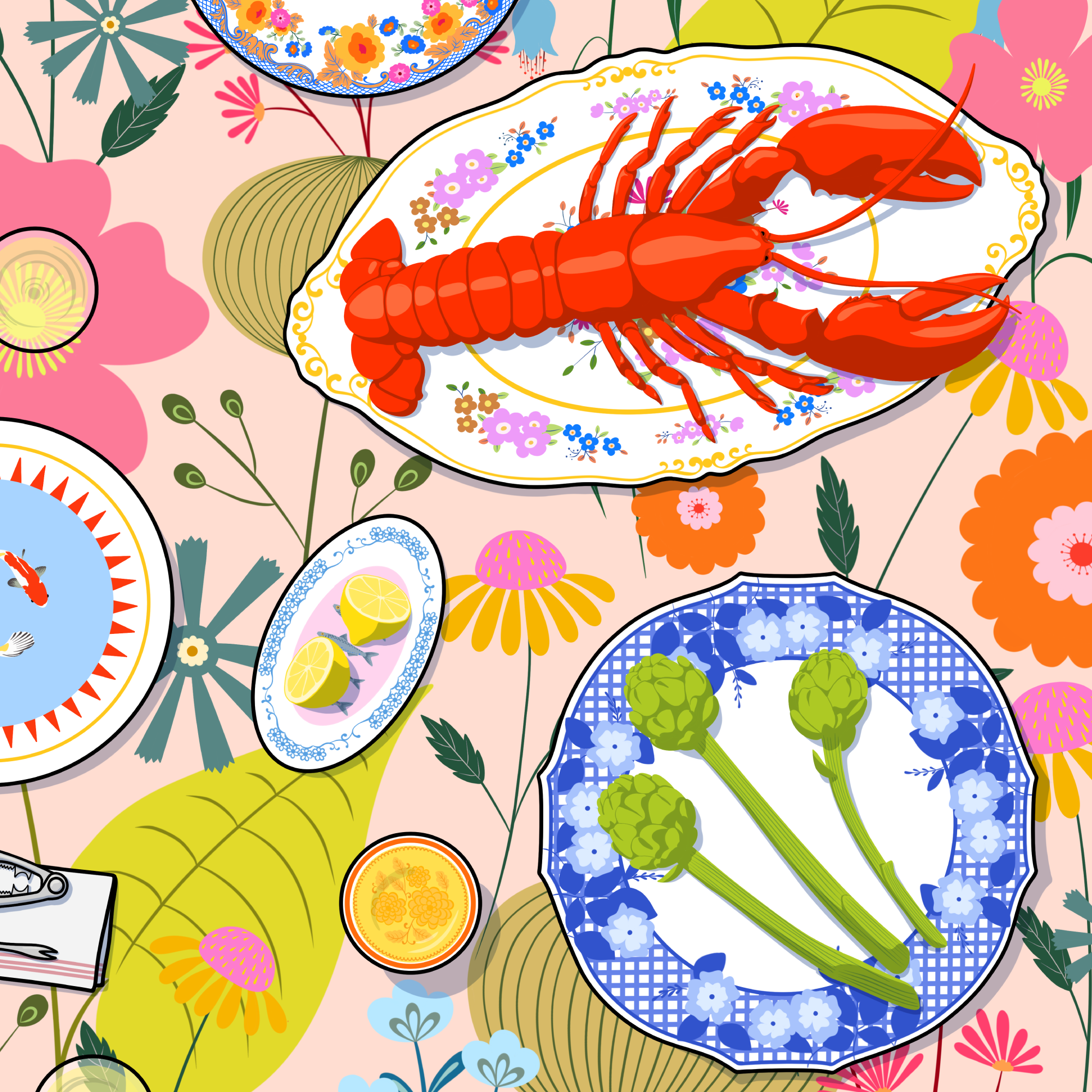 Lobster and artichoke - limited edition fine art print